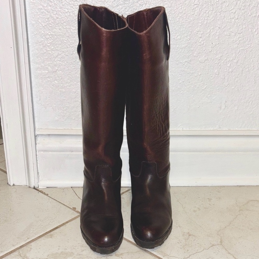 Eddie Bauer equestrian riding boots Dark Brown Leather Knee-High Boots Fall 6